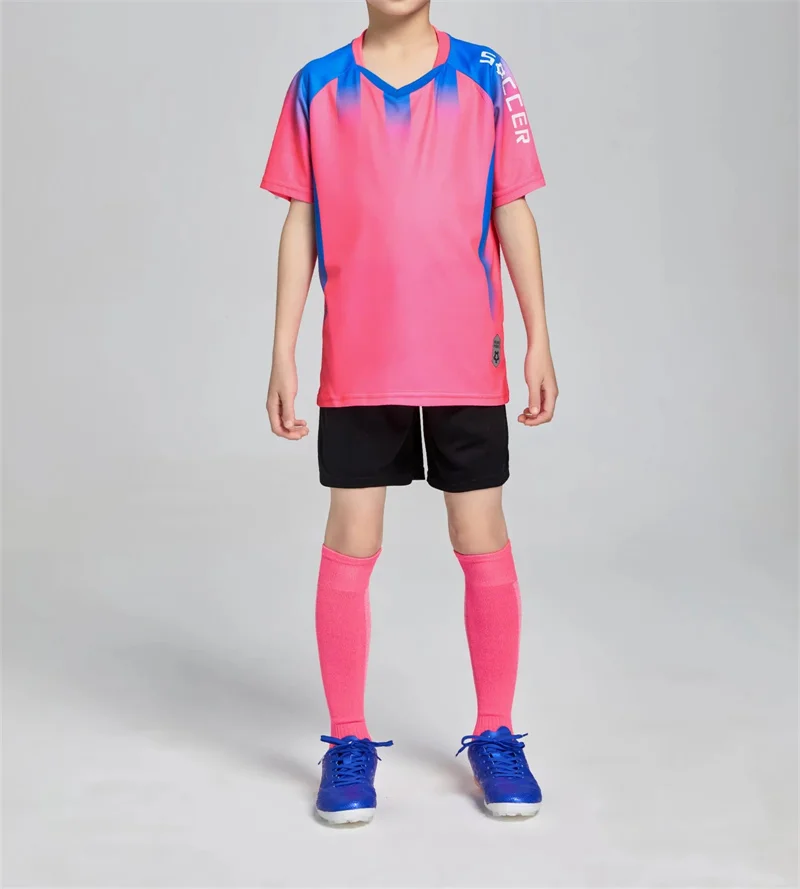 Children's Football Kit Men's Soccer Team Jersey Sets Vertical Stripe Sports Suit Quick Drying Fabric Uniform 6years