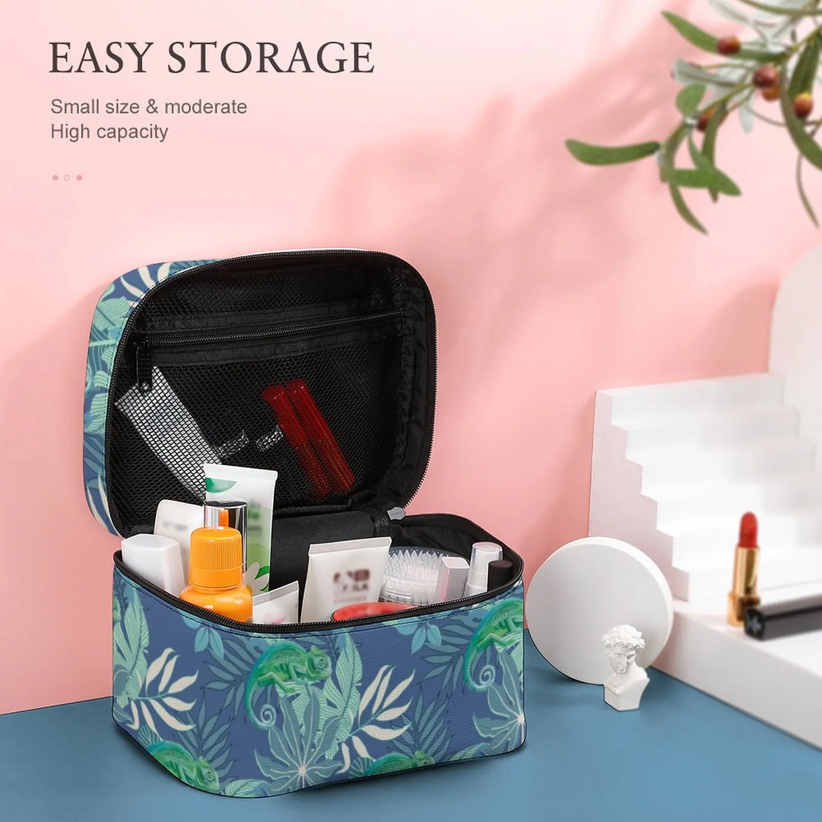Customized Pattern Makeup Bag Green Jungle Print Wash Bag Women Multifunction Cosmetic Bag Toiletries Organizer Storage Bag