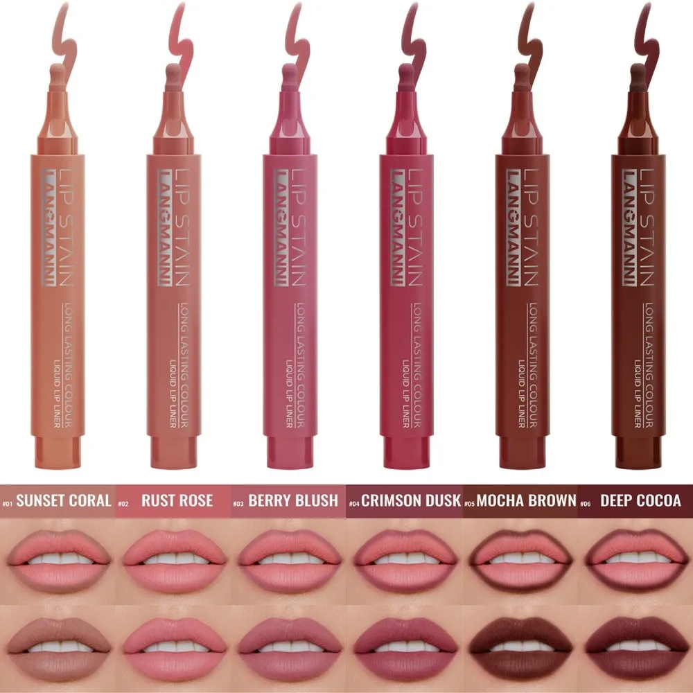 6 Colors Liquid Lip Liner Pencil Long Lasting Nude Lipstick Matte Lip Liner Stick Non-stick Cup Natural Lips Contour Pen Makeup_voghion.com