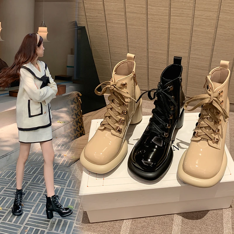 

2023 new Autumn winter women ankle boots natural leather 22-25cm cowhide upper modern boots side zip round heel short boots