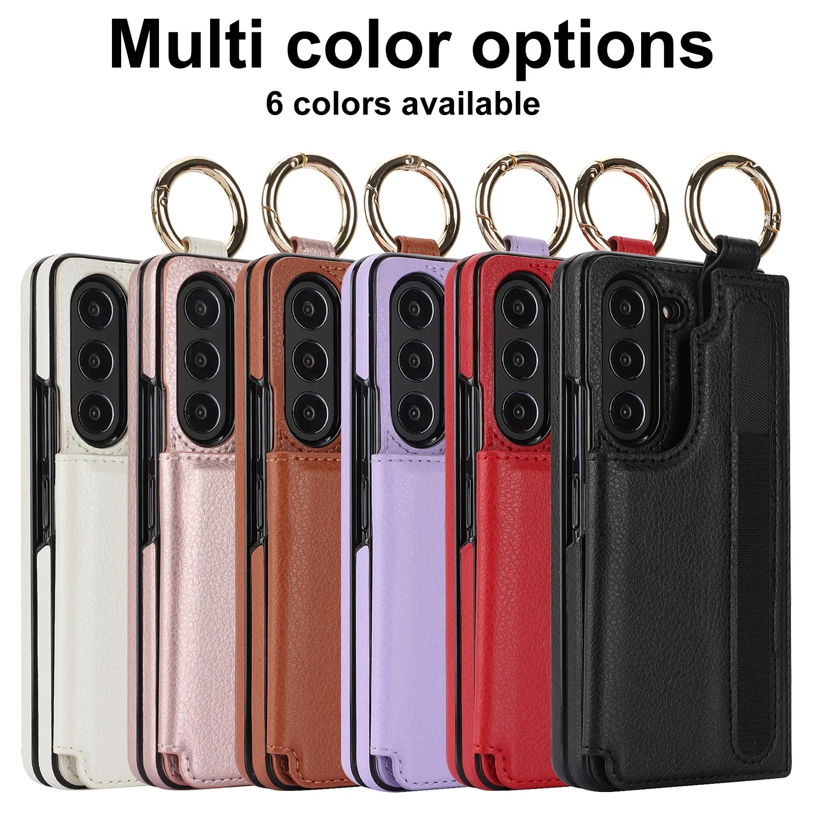 PU Leather Ring Phone Case for Samsung Galaxy Z Fold 7 6 5 4 3 Fold7 Fold6 Fold5 5G Wallet with Pen Holder & Card Slot (No Pen) | Gaffar India