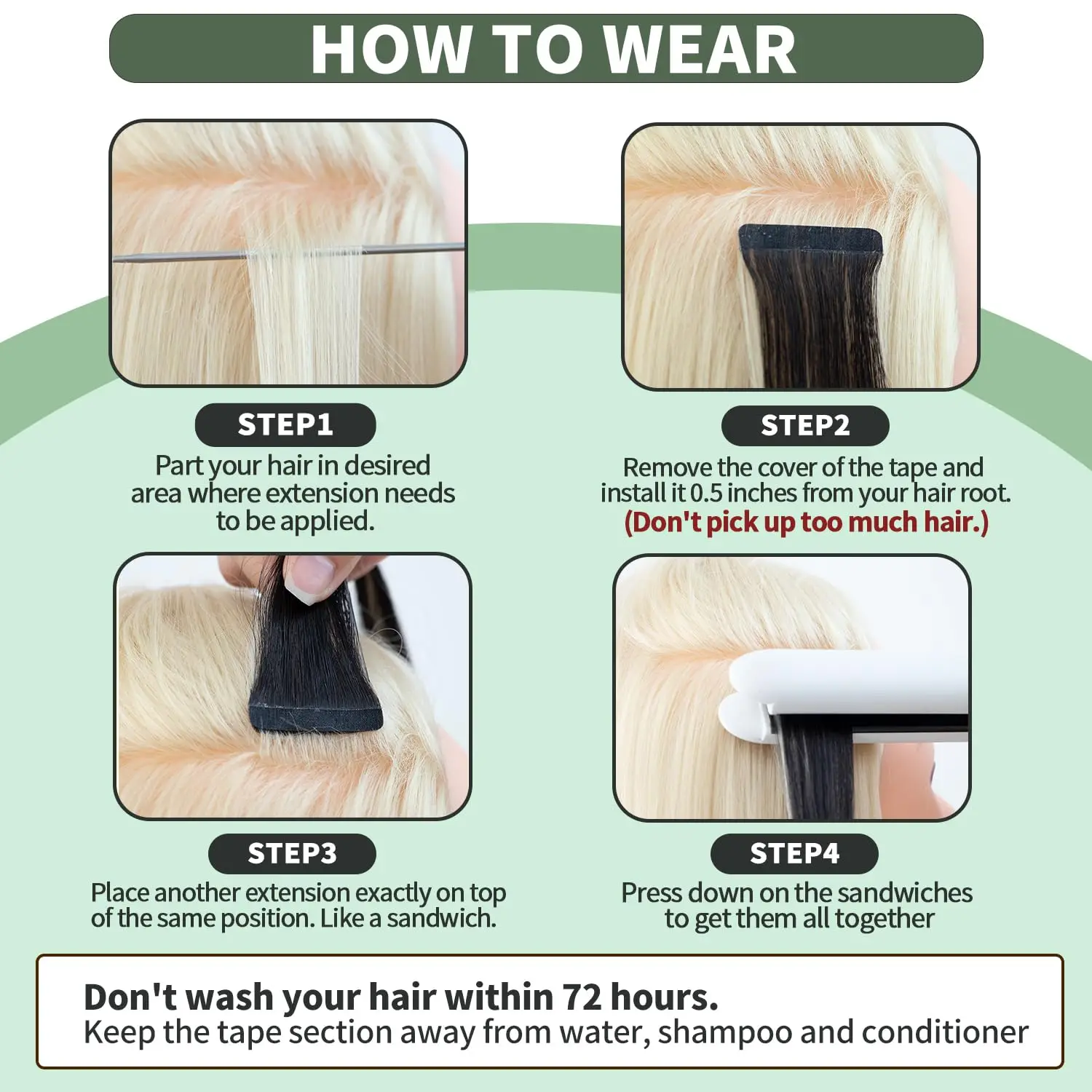 Cholocate 4 테이프 헤어 익스텐션 100% 레미 인모 613 허니 블론드 스트레이트 심리스 PU 스킨 씨실 테이프, 살롱용