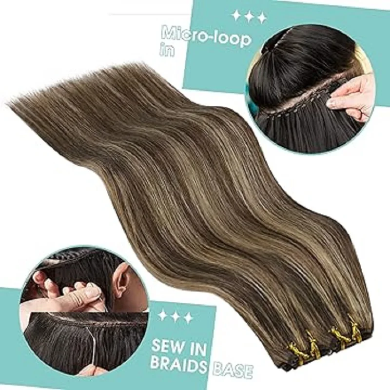 YoungSee Weft Hair Extensions Invisible Weft Remy Hair Bundles Pure and Highlight Color Women human hair extensions