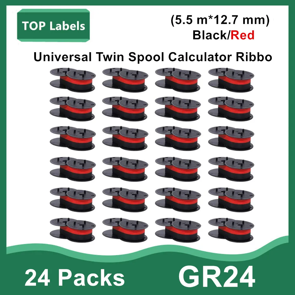 12-Pack Black/Red Replacement for Porelon 11216 Universal Twin Spool Calculator Ribbon Dataproducts R3027 1 3/8 of Spool Diameter, 1/2 Wide Work for Nukote BR80c Sharp El 1197 P III 