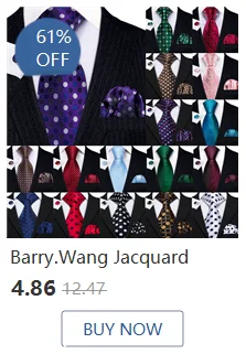 Barry Wang Jacquard-Herrenfliege, vorgebundene Fliege, Einstecktuch, Manschettenknöpfe, Set, Rot, Grün, Elfenbein, vorgebundene Fliege, Hochzeitsfeier – Detail 37