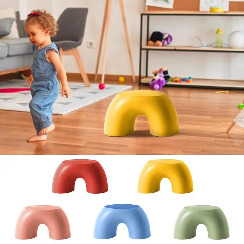 Children's Stools And Chair Rainbow Design Small Stool Half Round Rainbow Stool Simple Ring Small Bench Comfortable And Non-slip