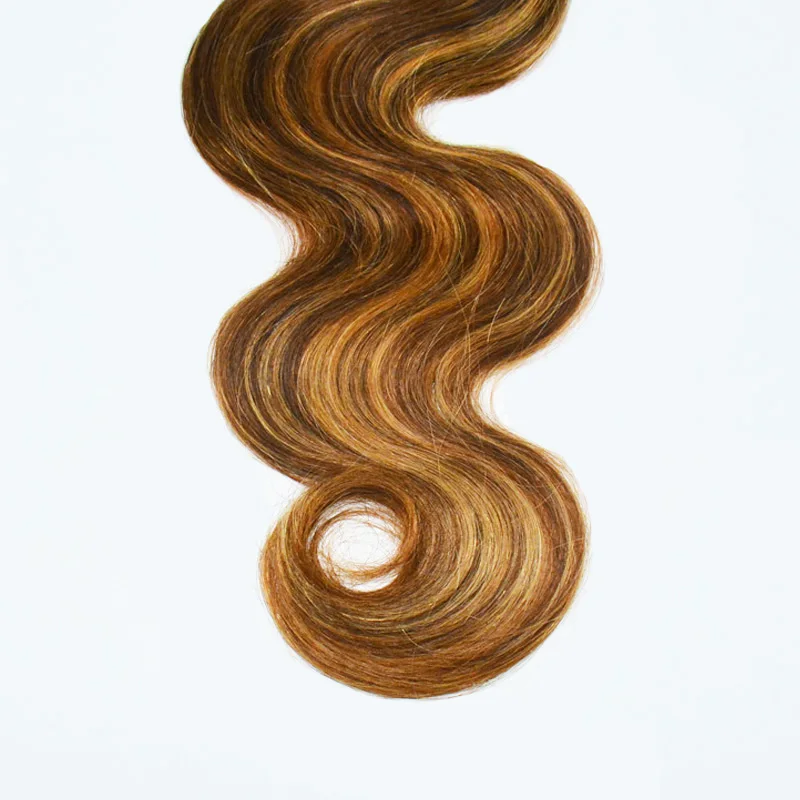 3/4PC P427 Highlight Body Wave Human Hair Bundles Double Weft Hair Extensions 65g/PC Full End Raw Indian 12A Grade