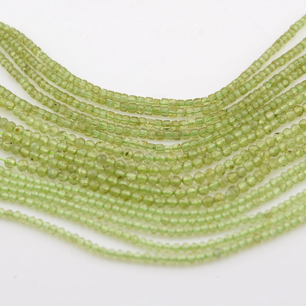 Natural Peridot Faceted Round/Cube Beads 2mm,3mm，Fine Jewelry Making, DIY Bracelet And Necklace 4