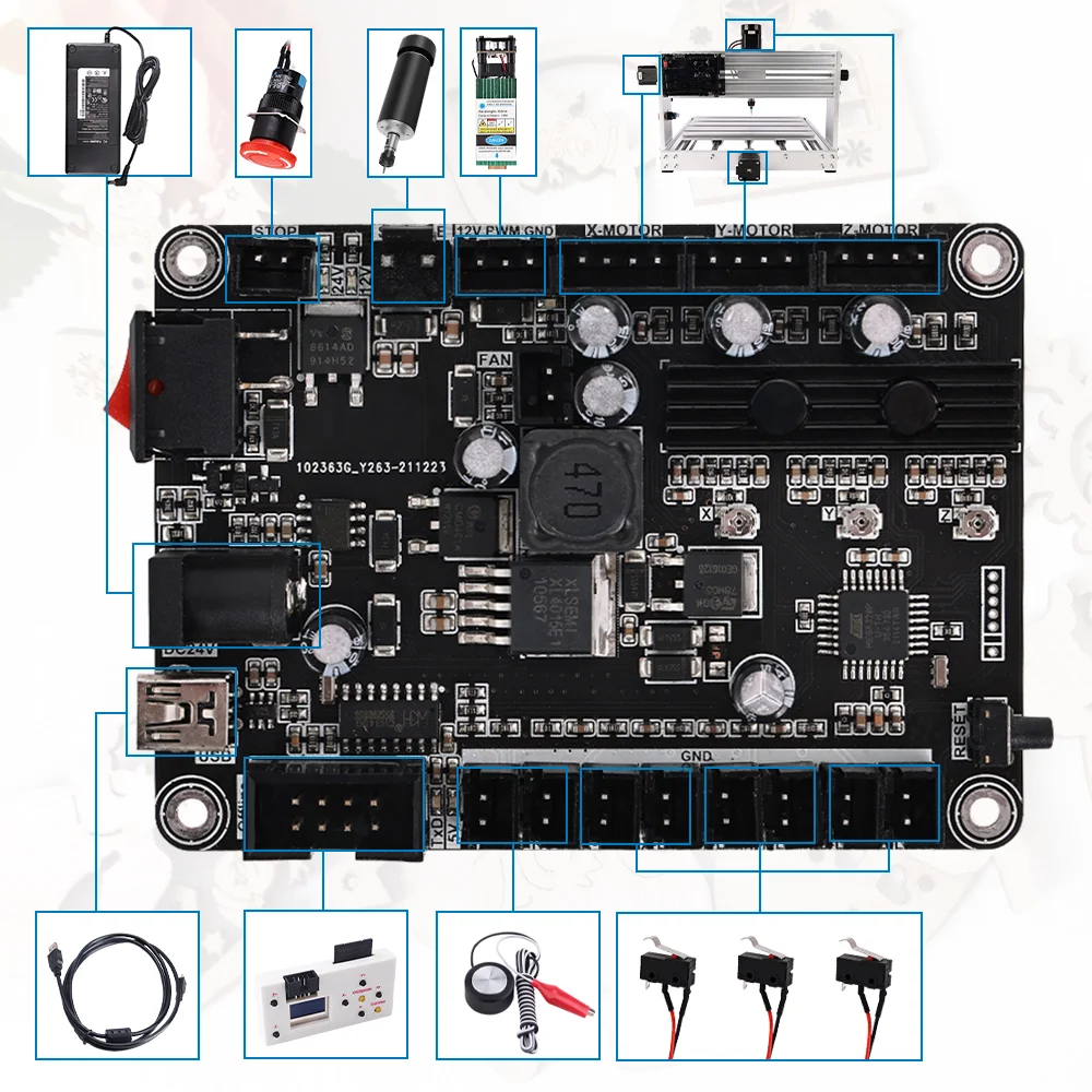 Laser Engraving Machine Wood Router Machine CNC 3018 Pro Max DIY Engraving Machine Laser Engraver 3-Axis GRBL Milling Laser Wood Router PCB PVC Mini CNC3018 Crave Engraver