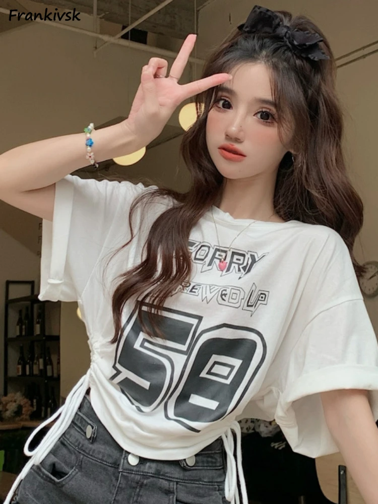 

Letter T-shirts Women Hollow Out High Street Fashion Hotsweet College Spicy Girls European Style All-match Summer Chic Daily New