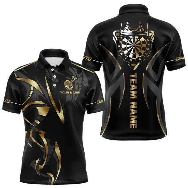 Polo graphique fléchettes pour hommes, nom personnalisé, bouton à revers, imprimé en 3D, tendance, surdimensionné, ample, t-shirts de sport pour enfants 1