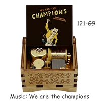 Golden Mechanical We Are the Champions Music Box Digital Color Print Boutique Musical Gift Family Christmas Office Decoration 1