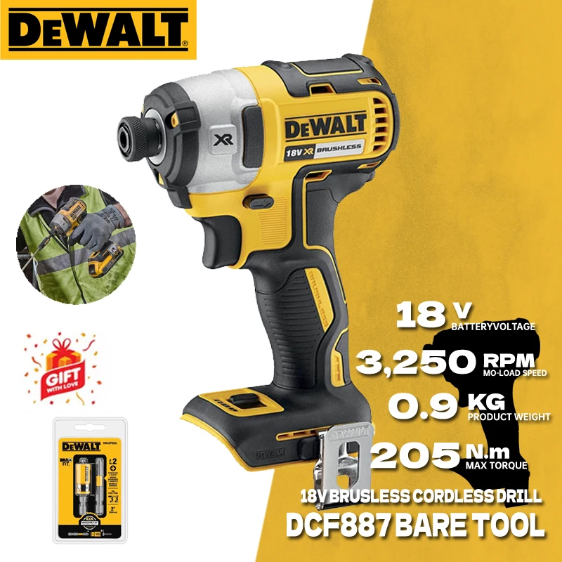 Dewalt Cordless Impact Driver Drill Dcf887 Bare Tool 1/4 Inches