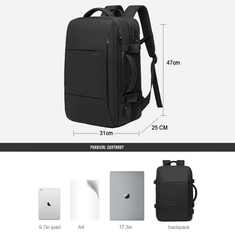 Waterproof Backpack Mens Backpack Travel Backpack Men Business Aesthetic Backpack School Expandable USB Bag Large Capacity 37L Laptop Waterproof Fashion Backpad