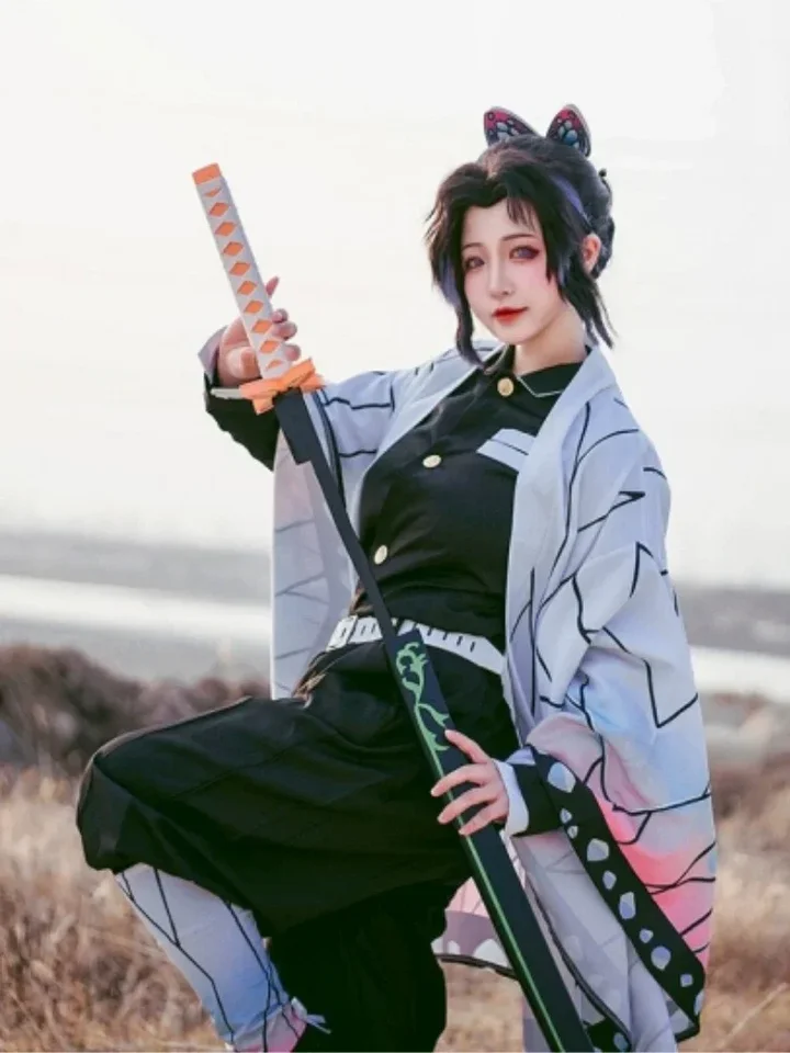 胡蝶しのぶコスプレ衣装アニメしのぶ Pruik 羽織制服 Vrouwen Kinderen