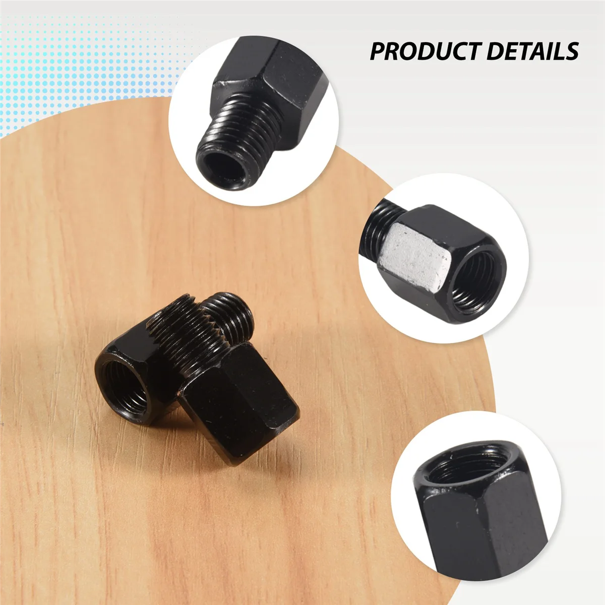 2 PCS motorcycle MIRROR ADAPTORS CONVERTS CLOCKWISE 8MM TO 10MM BLACK motorcycle mirror adaptors