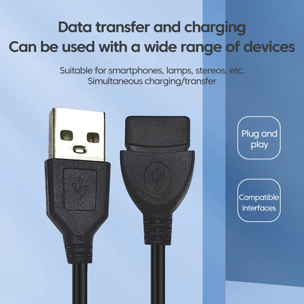 USB 2.0 연장 케이블 남성-여성 USB 데이터 케이블 와이어 TV PC 노트북 키보드 남성-여성 연장 케이블