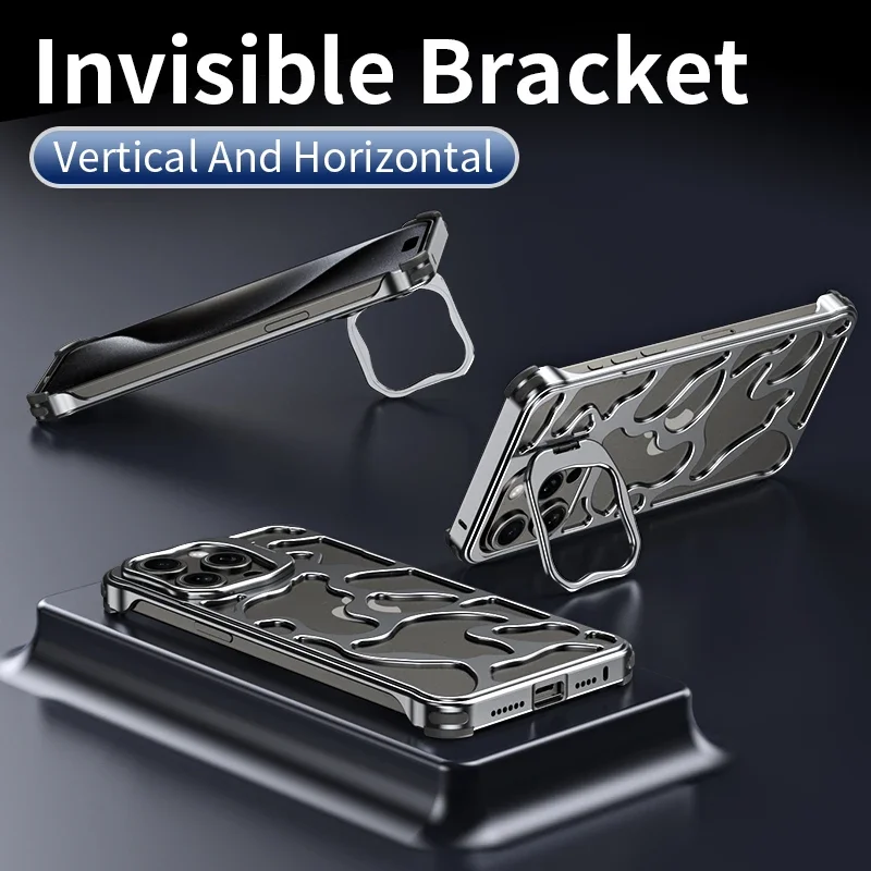 Titanium Aluminum alloy Case For iPhone 15 14 13 Pro Max Magnetic MagSafe Metal Holder Cloud cooling framework Protective Cases