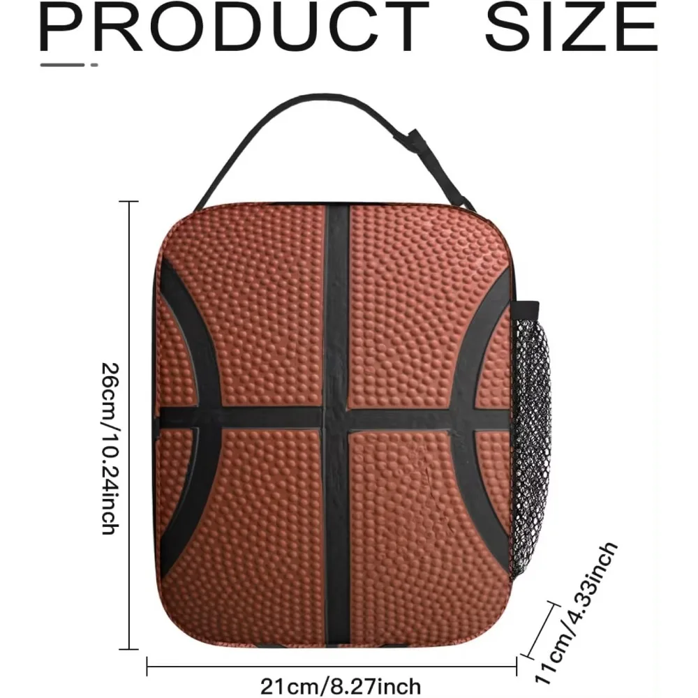 Basketball Insulated Reusable Lunch Box For Men Women Work Office School Picnic Portable Bento Tote Bag Cooler