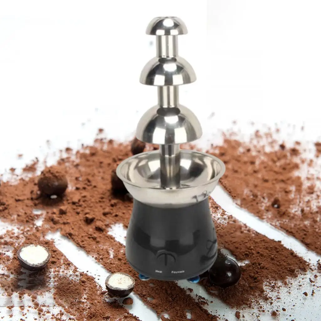 Stainless 4 Tiers Chocolate Fondue Fountain Maker Small for Wedding Plug-UK