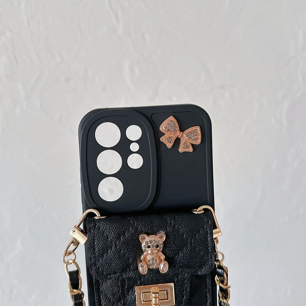 Wallet Bear Butterfly Lanyard Phone Case