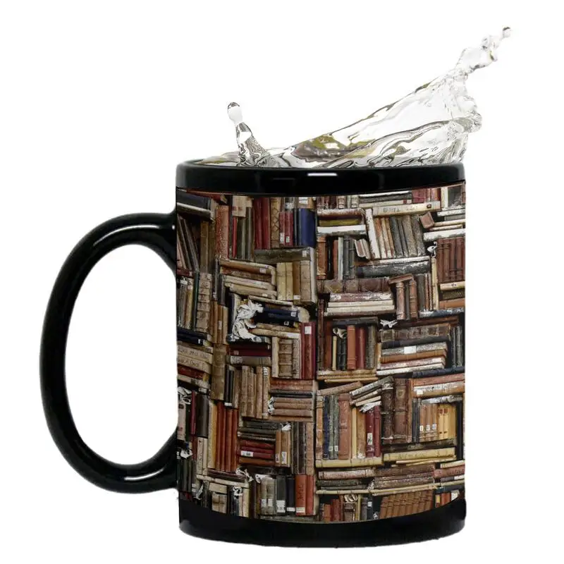 

Library Bookshelf Mug Bookshelf Mug For Book Lovers Bookish Black Mug With Librarian Club And Bookworm Design 350ml Coffee Tea