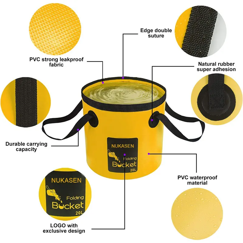 NUKASEN Folding Car Water Bucket 20L Gallon Container Portable Wash Basin For Camping Fishing Travelling Outdoor Car Washing folding bucket water bucket car wash bucket