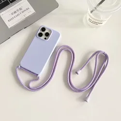 Versatile Silicone Phone Case with Crossbody Necklace Strap - iP 12 - 12 Pro (Purple)
