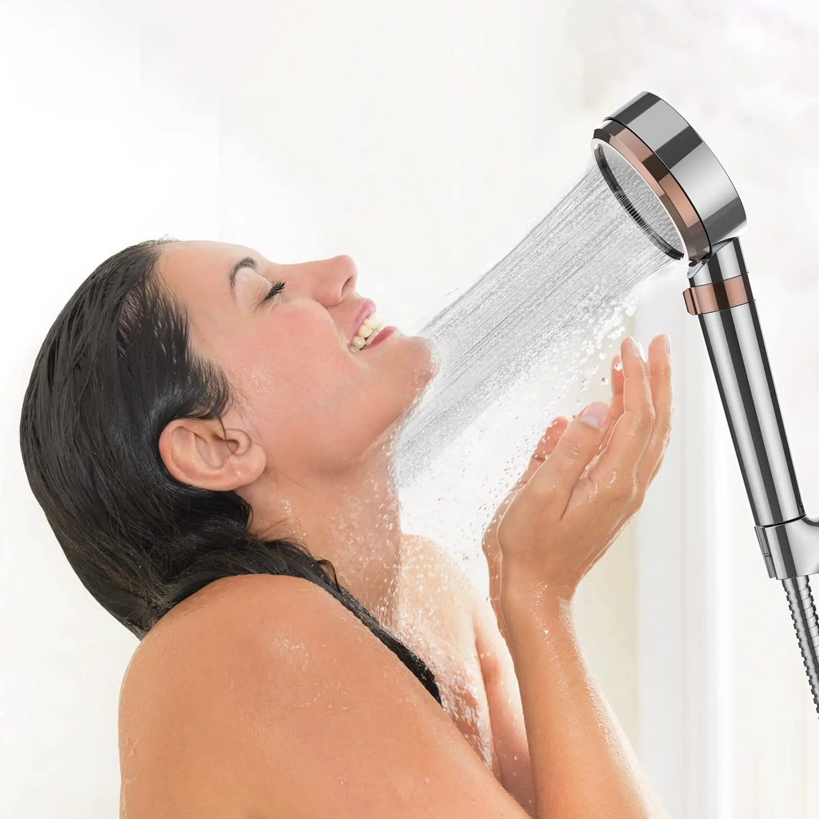 High-Pressure Rainfall Showerhead with Filter Beads,Shower Filter Combo, Against Low-Pressure Water Flow Stainless Steel Hose