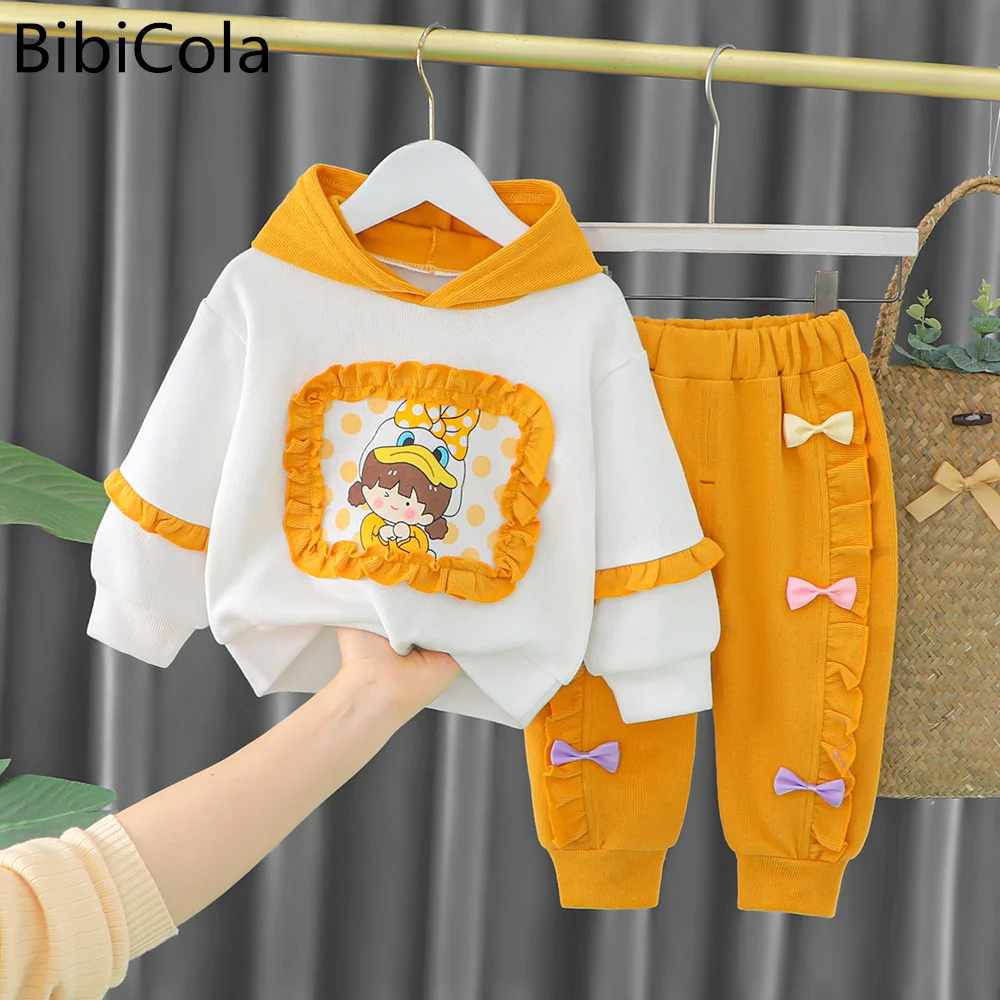 

Children Clothing Baby Girls Sets New Spring Autumn Kids Girls Clothes Print Hooded Sweater +Pant Outfit Suit For Girls Clothes