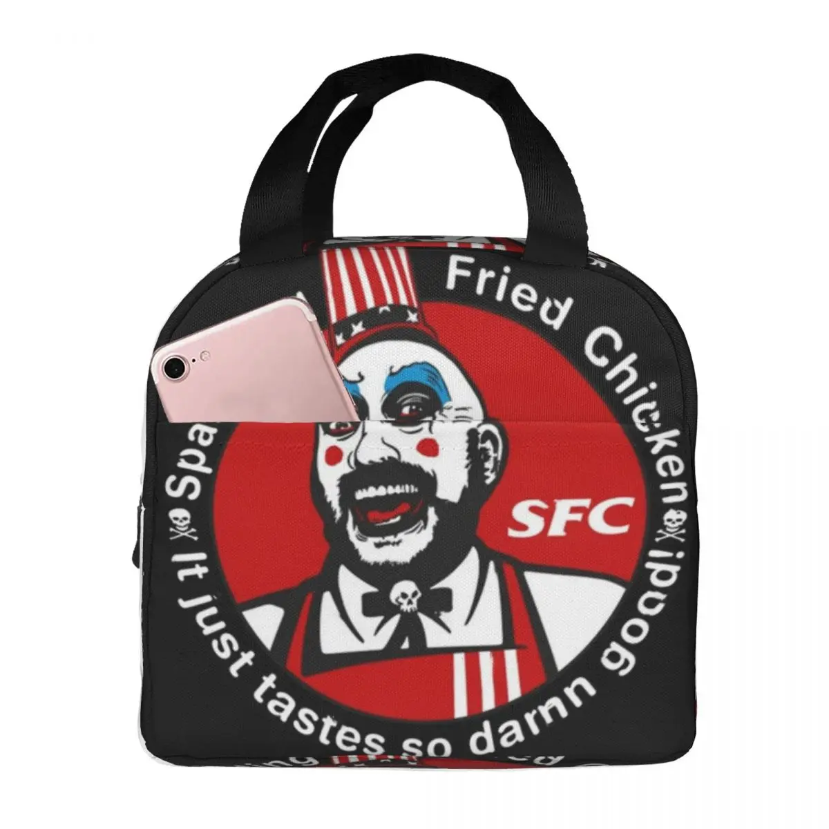 

Captain Spaulding Fried Chickens Thermal Insulated Lunch Bag Insulated bento bag Reusable Insulated bag High Capacity Tote Lunch