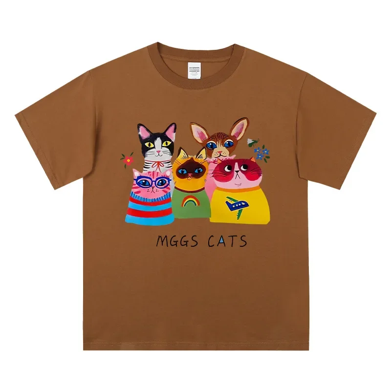 China Schauspieler Yang Mi Gleicher Stil Tops Cartoon Katze Kurzarm T-Shirt Mädchen oder Damen Lose Kleidung – Detail 6