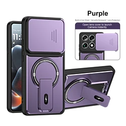Magnetic Folding Bracket Shockproof Armor Phone Case with Lens Protection for Motorola Edge 70 Ultra (PURPLE)