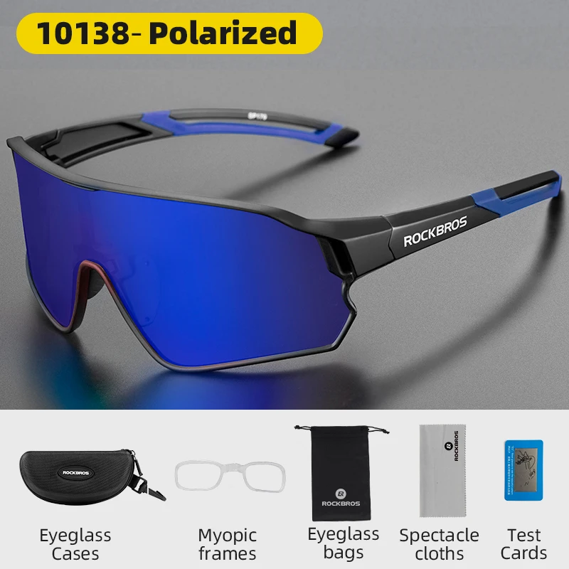 RockBros Polarized Cycling Glasses Eyewear Bike Sunglasses with One More Frame 