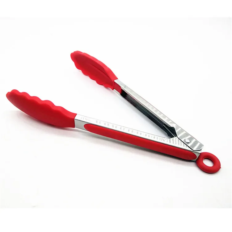 Best kitchen supplies 3 sizes Stainless Steel BBQ Food Cooking Tongs with Silicone Tips