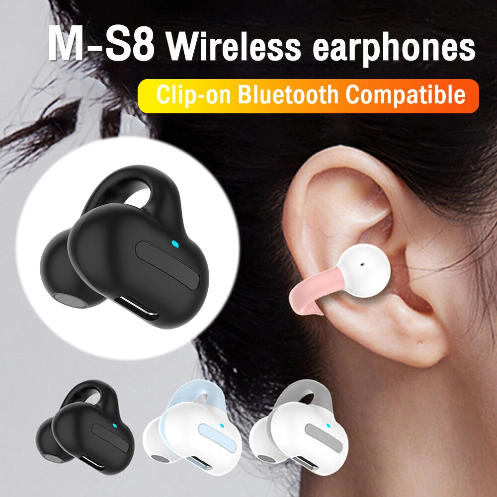 Comprar Nuevo auricular de conducción ósea Bluetooth 5,2 Clip en la oreja  pendiente auriculares inalámbricos auriculares deportivos gancho en la  oreja con micrófono