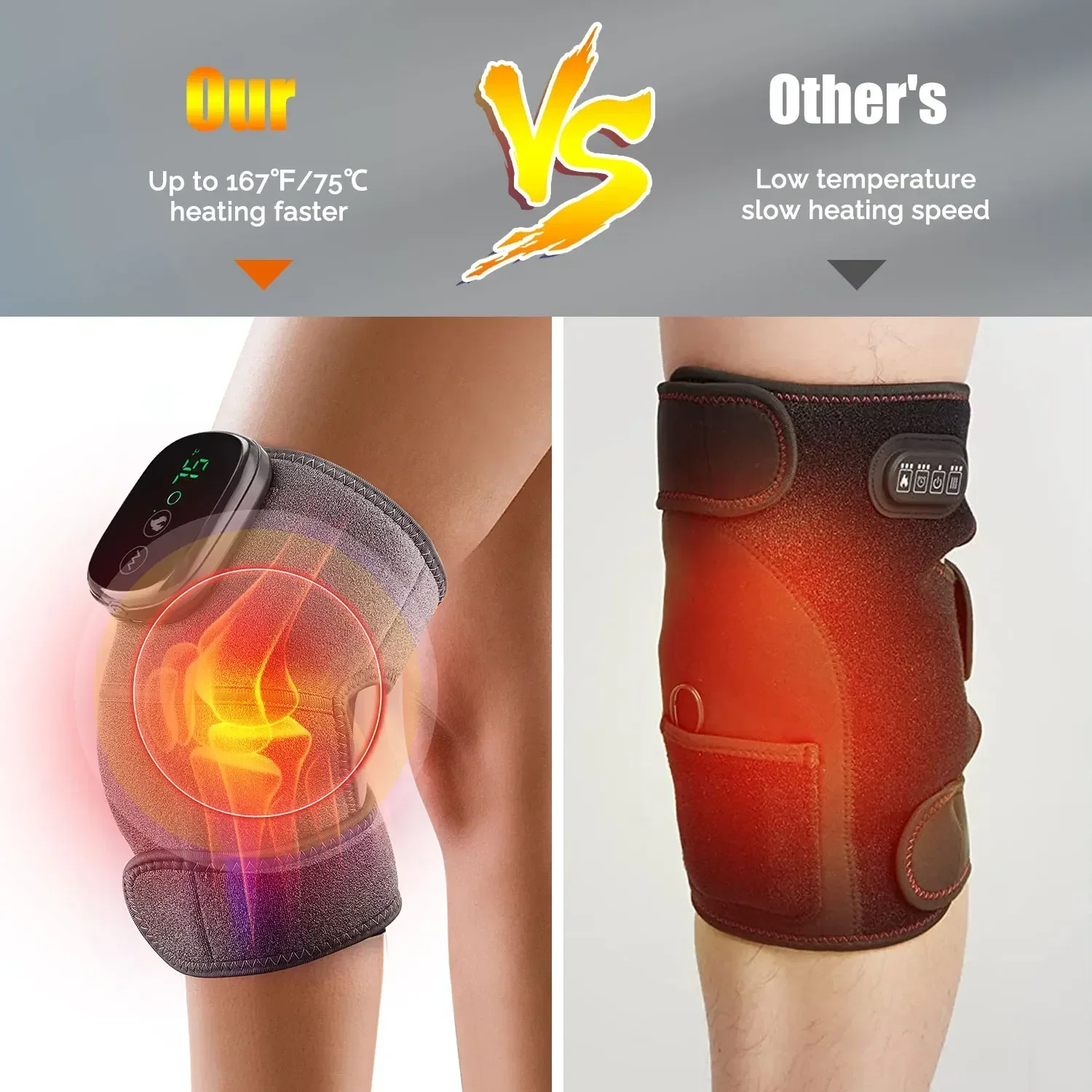 Eletric Heating Device Vibration Physiotherapy Knee Pads for Elbow Joint Osteoarthritis Rheumatic Pain Warm Massage_voghion.com