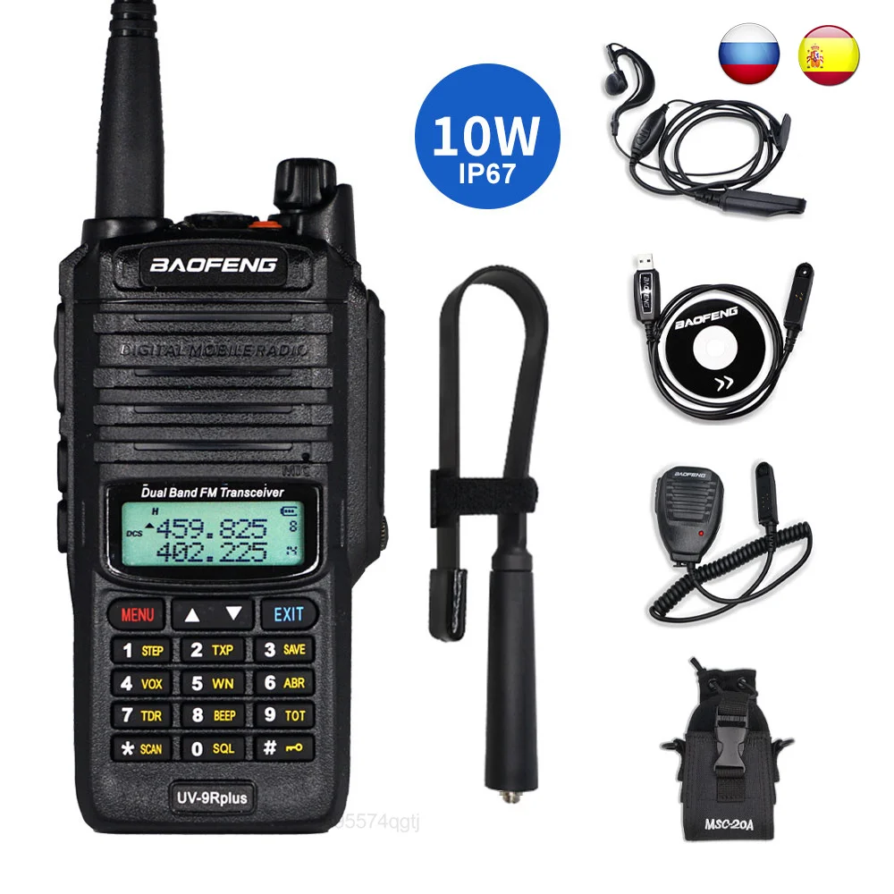 

Water-proof Baofeng UV-9R Plus 10W IP67 Walkie Talkie Waterproof High Power Ham CB Two Way Radio Long Range Dual Band Intercom