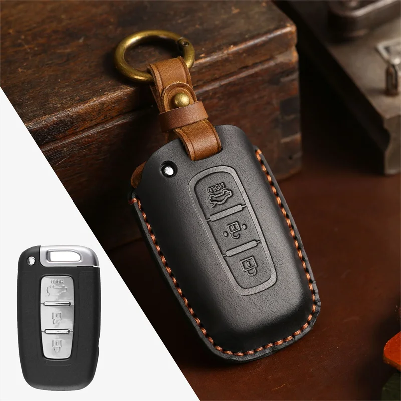 Premium Leather Car Key Case Cover - Sleek and Durable Protection Accessory