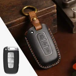 Premium Leather Car Key Case Cover - Sleek and Durable Protection Accessory (Black)