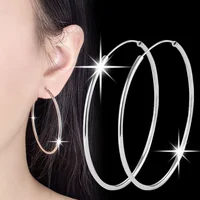 3/4/5/6CM Round Hoop Earrings  925 Sterling Silver For Women Fashion Party Luxury Quality Jewelry Accessories Christmas 2