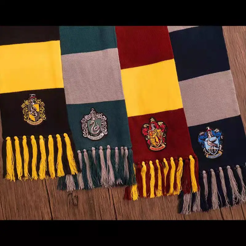 Winter Scarf Magician Hermione Ron Ravenclaw Slytherin Hufflepuff Academy Badge Hat Scarf Halloween and Birthday Supplies