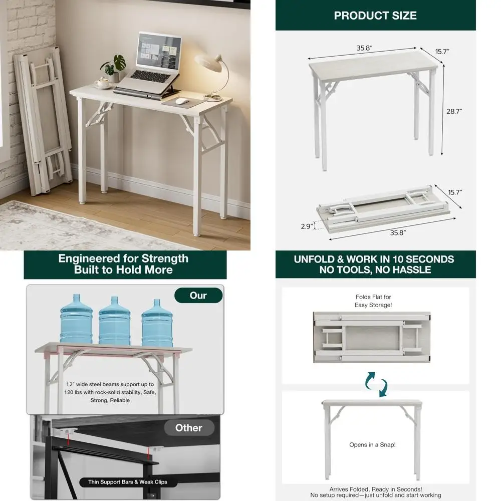 Portable 35.8 Inch Collapsible Laptop Desk-Compact, Foldable Table for Easy Storage and Fast Setup, Ideal for Small Spaces