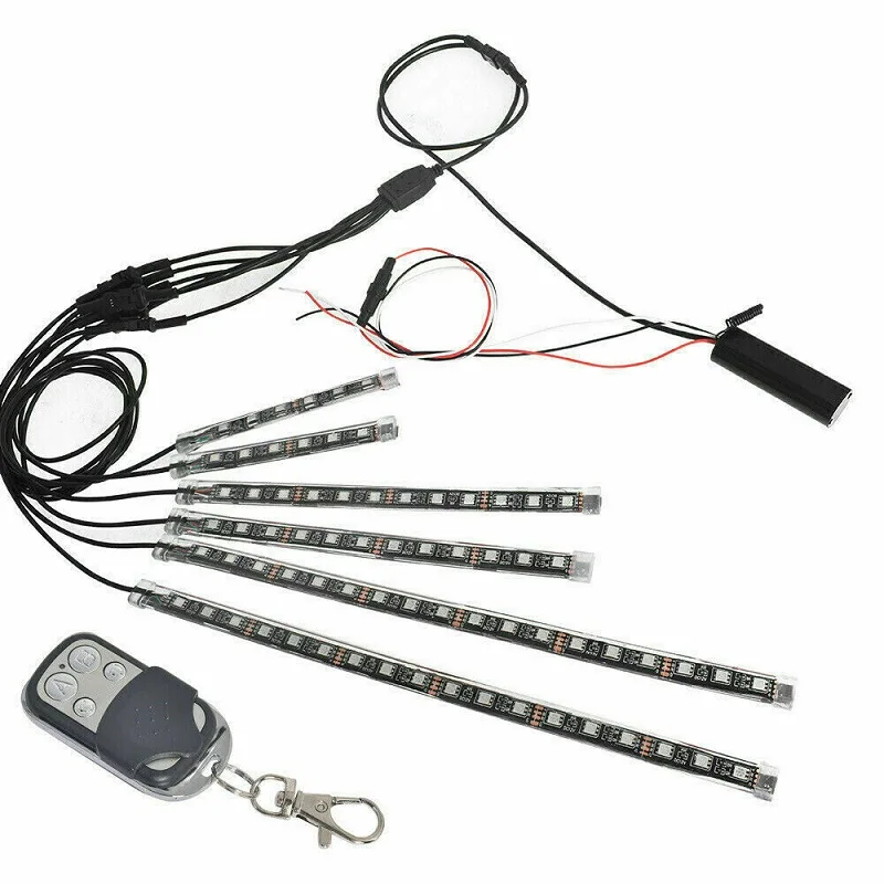 Motorcycle LED Lights 16X RGB LED Waterproof Under Glow Lights Strip Neon Kit With APP/Remote