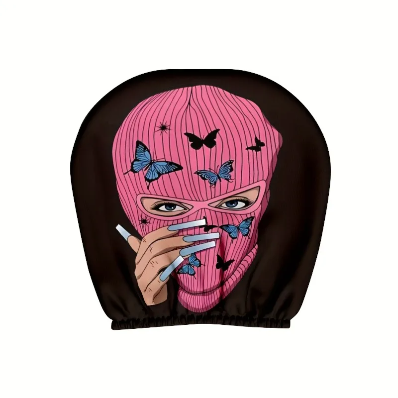 Pink Butterfly Mask Car Headrest Cover Universal Stretch Seat Protector Interior Decoration for Sedan SUV 11x10.2in Auto Decor