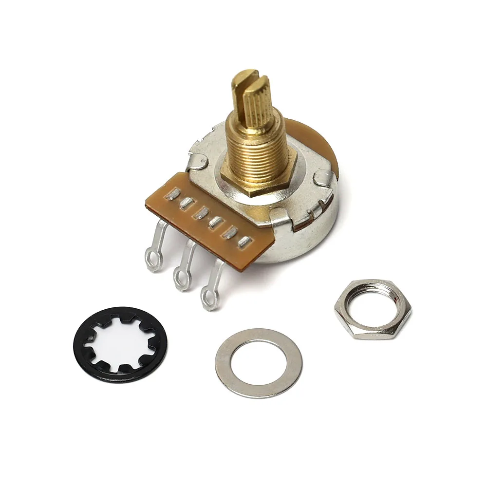 1 Stück 3/8" Messing kurze lange Split Shaft Potentiometer Töpfe 250K 500K Option für E-Gitarre und Bass Tone Volume Teile – Detail 9