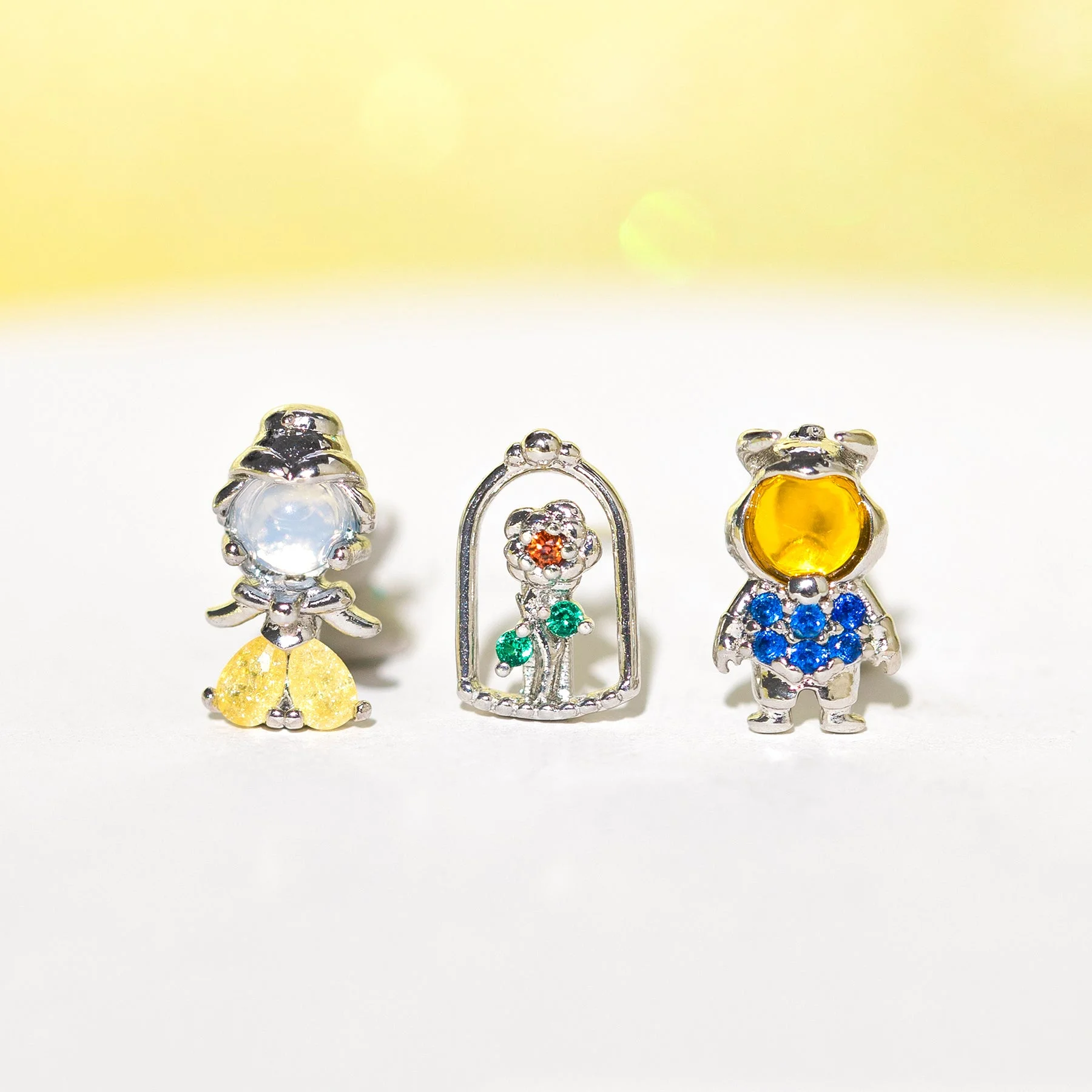 Color Silver 4pcs/Set Ins Colorful Zircon Stud Earrings For Women Party Wedding Jewelry Wholesale 2