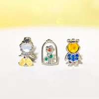 Color Silver 4pcs/Set Ins Colorful Zircon Stud Earrings For Women Party Wedding Jewelry Wholesale 2