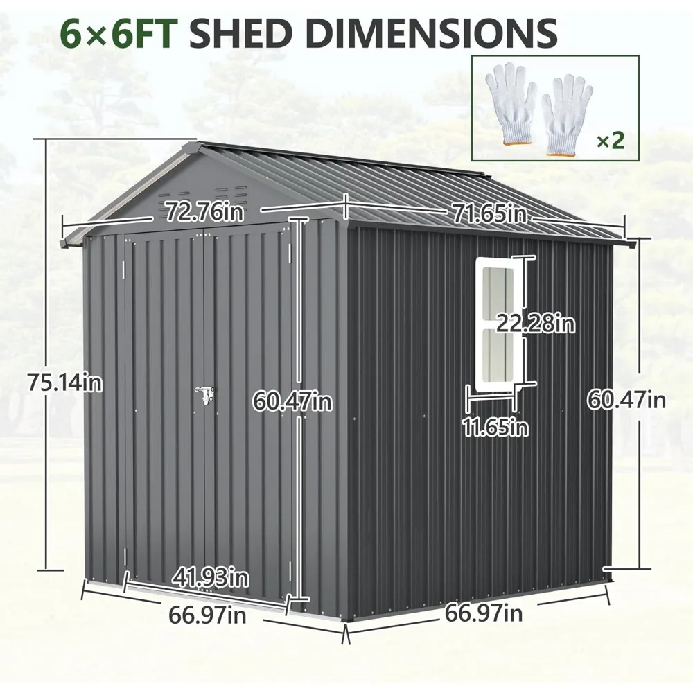6x6 ft Metal Outdoor Storage Shed 2