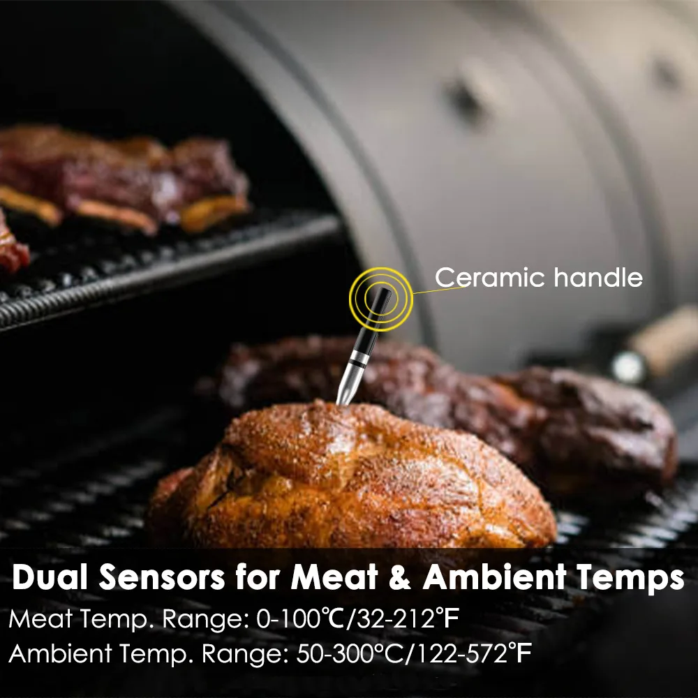 Wireless Meat Thermometer Waterproof Probe Bluetooth Digital Kitchen Thermometer with Temperature Display Screen & APP wireless meat thermometer